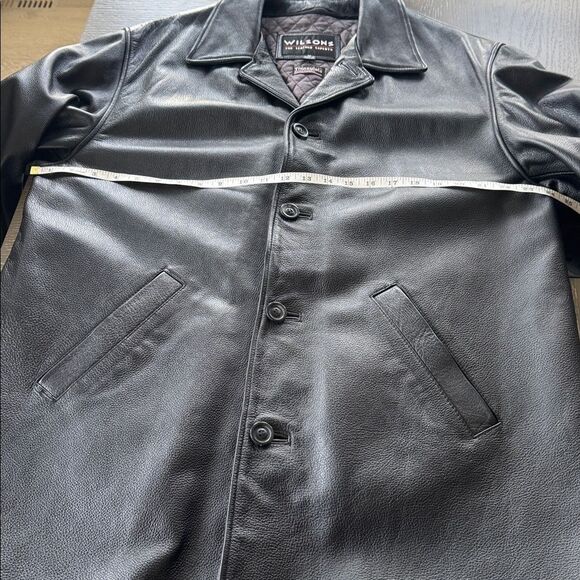 Wilson Black Genuine Leather Men's Classic Thinsulate 3M Winter Coat Size M EUC - Picture 5 of 13